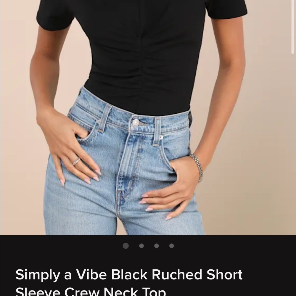 Lulu's Black Ruched Crew Neck Top